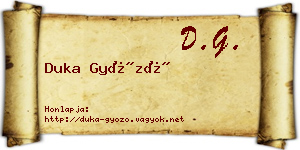 Duka Győző névjegykártya